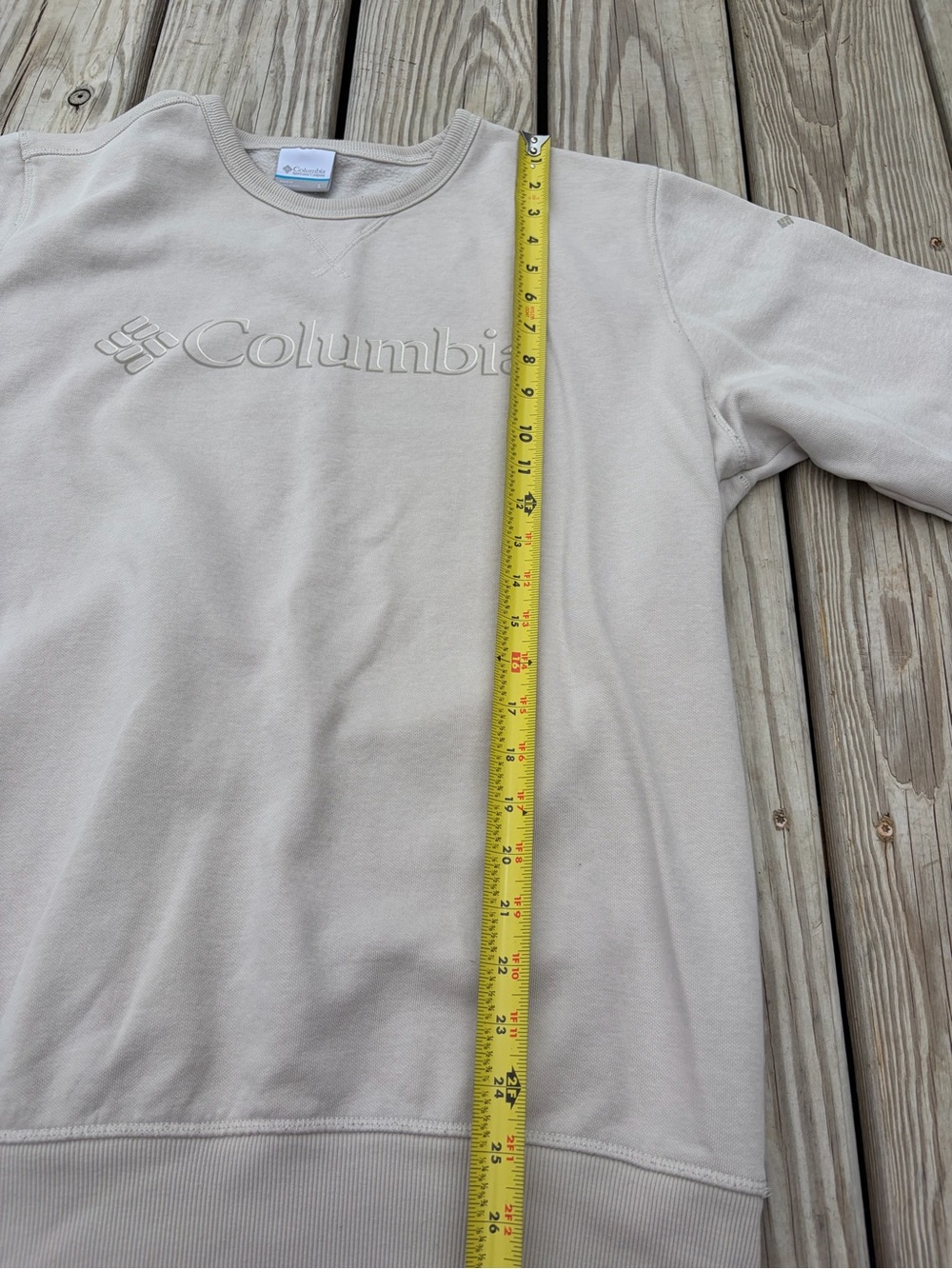 Columbia Womens Pullover Beige Sweatshirt Size Large Pullover Logo Long Sleeve - Picture 7 of 10